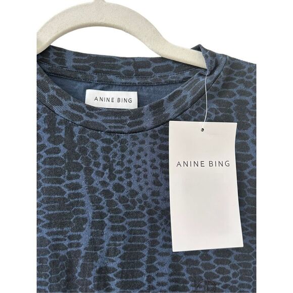 Anine Bing Snake Print Hudson Tee Women’s Washed Blue Size Small - Picture 4 of 7